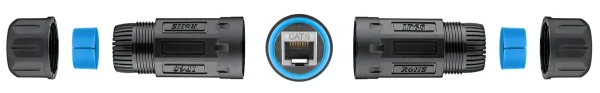 POWERTECH αδιάβροχος σύνδεσμος RJ45 CAB-N427, CAT 6, IP68, μαύρος
