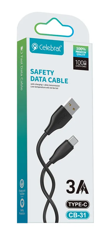 CELEBRAT καλώδιο USB-C σε USB CB-31A, 3A, 480Mbps, 1m, μαύρο