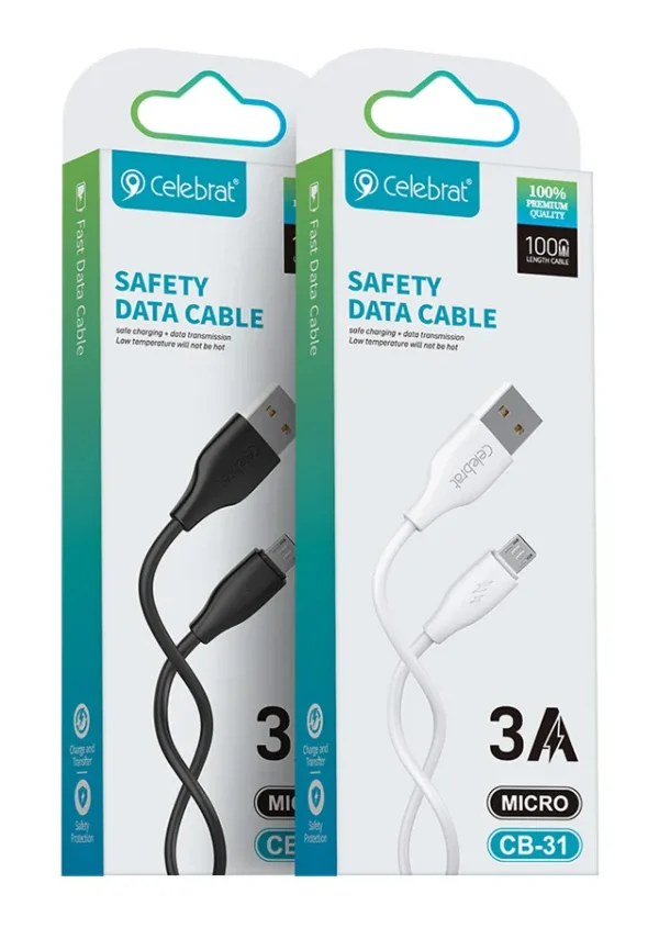 CELEBRAT καλώδιο micro USB σε USB CB-31, 3A, 480Mbps, 1m, λευκό
