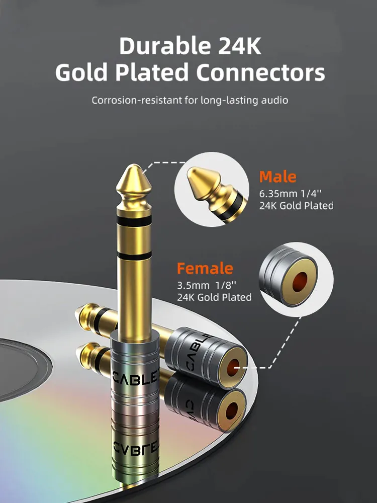 CABLETIME αντάπτορας ήχου 6.3mm σε 3.5mm CT-6M3F-AG, gold plated, γκρι