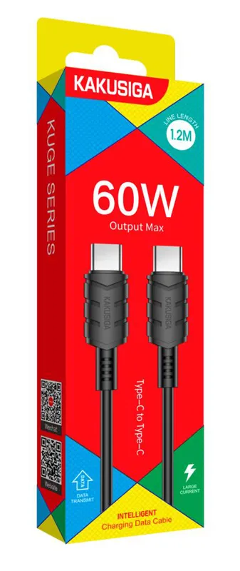 KAKUSIGA καλώδιο USB-C σε USB-C KSC-710, 60W, 480Mbps, 1.2m, μαύρο