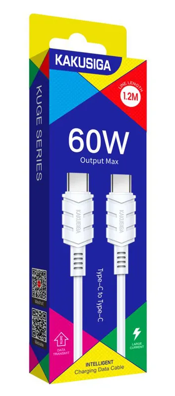 KAKUSIGA καλώδιο USB-C σε USB-C KSC-710, 60W, 480Mbps, 1.2m, λευκό