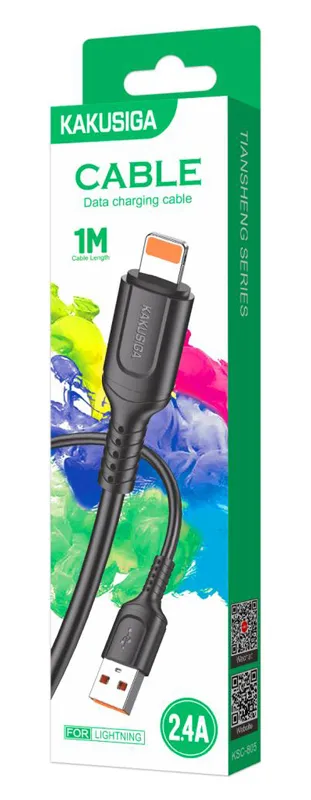 KAKUSIGA καλώδιο Lightning σε USB KSC-805, 2.4A, 480Mbps, 1m, μαύρο