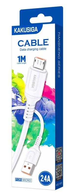 KAKUSIGA καλώδιο micro USB σε USB KSC-805, 2.4A, 480Mbps, 1m, λευκό