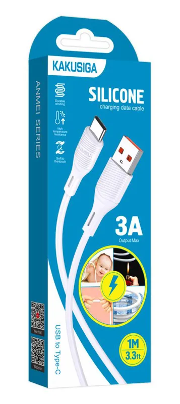 KAKUSIGA καλώδιο USB-C σε USB KSC-953, σιλικόνης, 3A, 480Mbps, 1m, λευκό