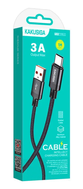KAKUSIGA καλώδιο USB-C σε USB KSC-970, 3A, 480Mbps, 1m, μαύρο