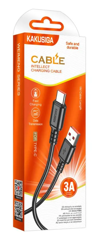 KAKUSIGA καλώδιο USB-C σε USB KSC-982, 3A, 480Mbps, 1m, μαύρο