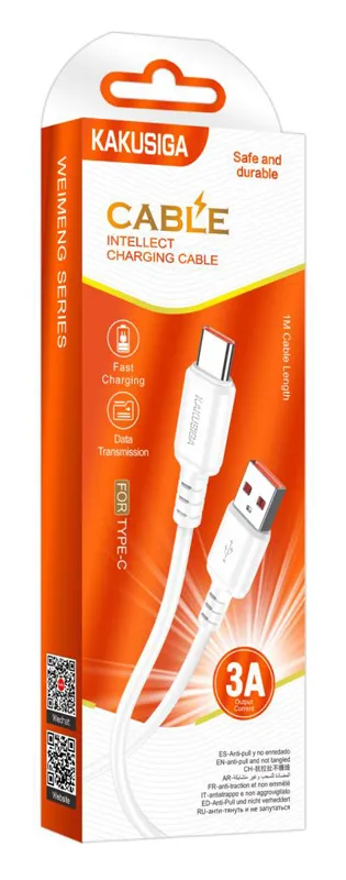 KAKUSIGA καλώδιο USB-C σε USB KSC-982, 3A, 480Mbps, 1m, λευκό