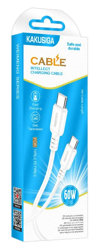 KAKUSIGA καλώδιο USB-C σε USB-C KSC-982, 60W, 480Mbps, 1m, λευκό