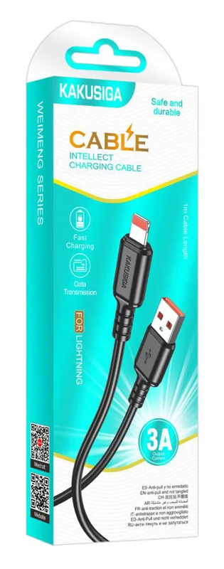 KAKUSIGA καλώδιο Lightning σε USB KSC-982, 3A, 480Mbps, 1m, μαύρο