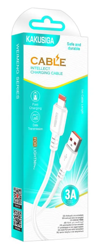 KAKUSIGA καλώδιο Lightning σε USB KSC-982, 3A, 480Mbps, 1m, λευκό