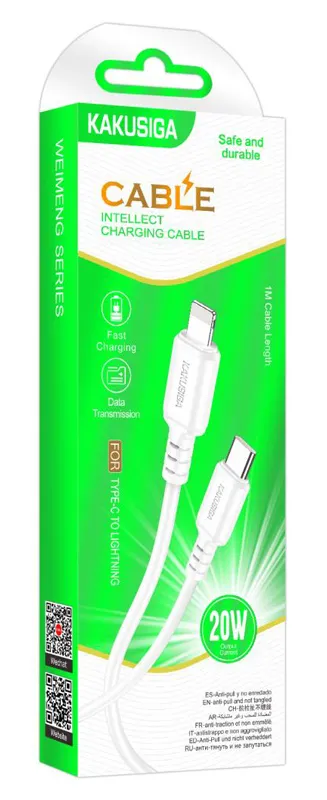KAKUSIGA καλώδιο Lightning σε USB-C KSC-982, 20W, 480Mbps, 1m, λευκό