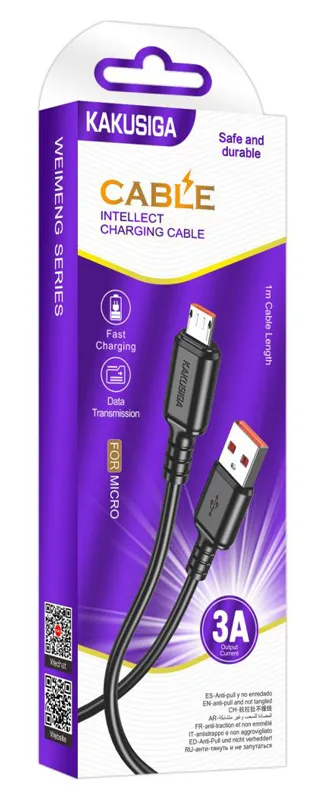 KAKUSIGA καλώδιο micro USB σε USB KSC-982, 3A, 480Mbps, 1m, μαύρο