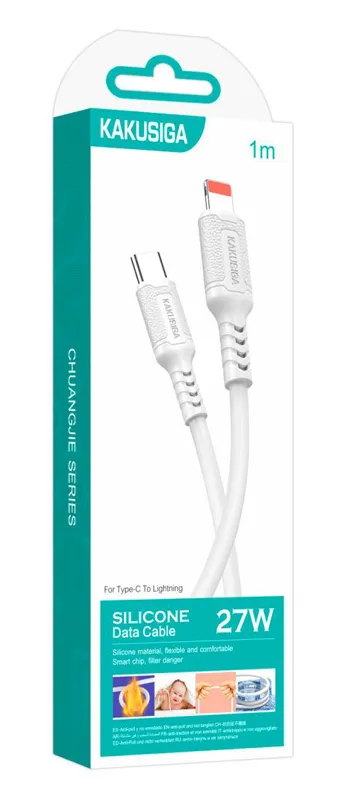 KAKUSIGA καλώδιο Lightning σε USB-C KSC-984, σιλικόνης, 27W, 480Mbps, 1m, λευκό
