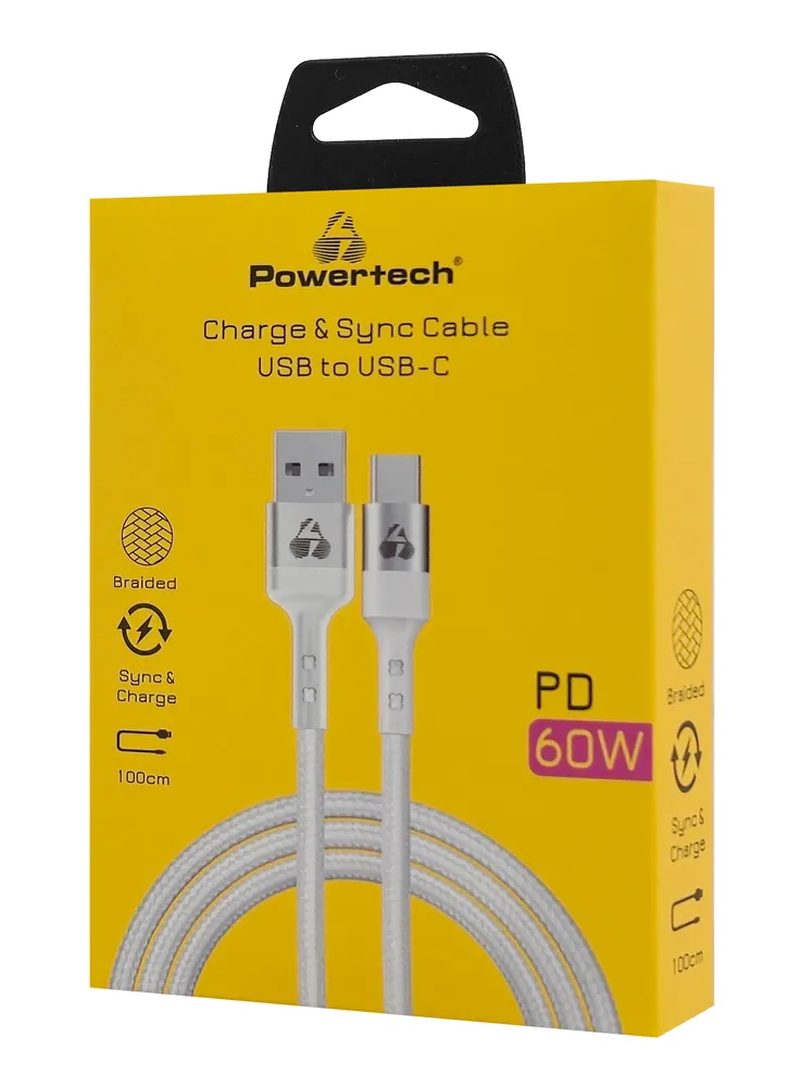 POWERTECH καλώδιο USB-C σε USB PTR-0160, 60W, 480Mbps, 1m, λευκό