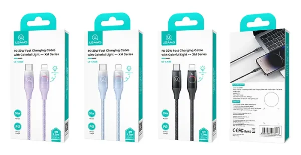 USAMS καλώδιο Lightning σε USB-C US-SJ638, 30W PD, 1.2m, μπλε