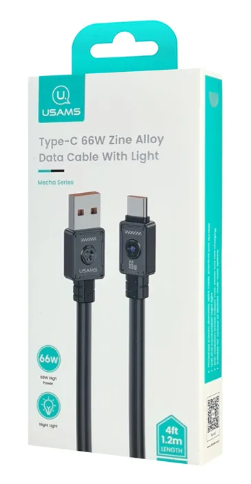 USAMS καλώδιο USB-C σε USB US-SJ686, 66W, 480Mbps, 1.2m, μαύρο