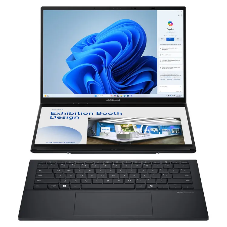 ASUS Laptop Zenbook Duo OLED UX8406CA-OLED-PZ067X 14.0″ 2880x1800 OLED Touch 120Hz U7 255H / 32 GB / 1 TB SSD NVMe PCIe 4.0 / Windows 11 Pro / 2Y / Inkwell Gray