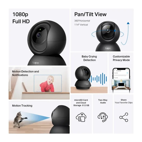 TP-LINK Wi-Fi Camera TAPO C201 FHD Pan / Tilt Indoor