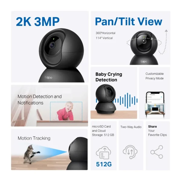 TP-LINK CAMERA TAPO C211 FULLHD+ Wi-Fi PAN / TILT BLACK