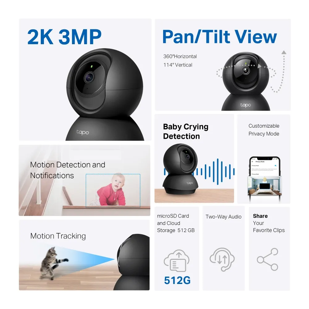 TP-LINK CAMERA TAPO C211 FULLHD+ Wi-Fi PAN / TILT BLACK