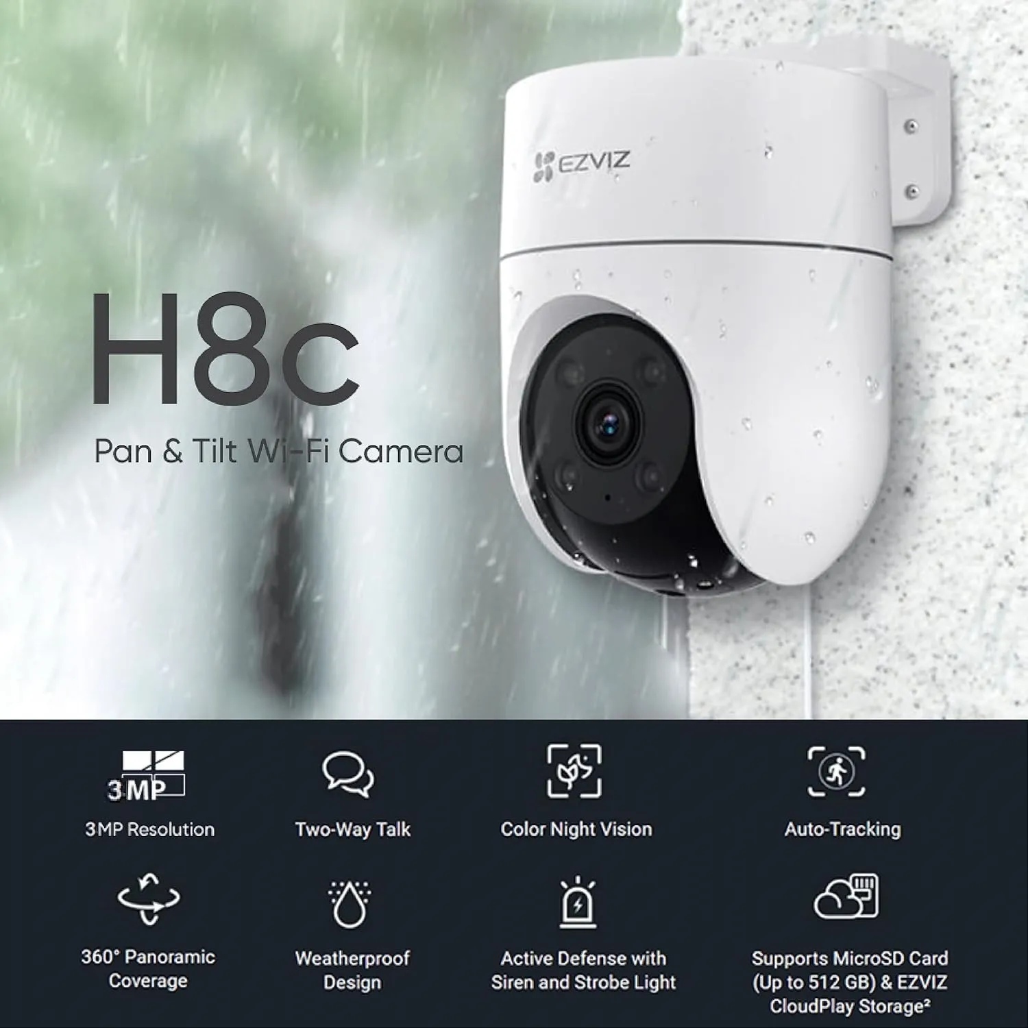 EZVIZ Wi-Fi Camera H8C 2K 3MP Pan Tilt Outdoor