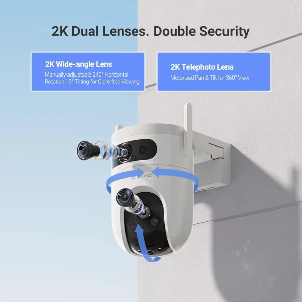 EZVIZ Wi-Fi Camera H9c 2K Dual Lens Pan Tilt Outdoor