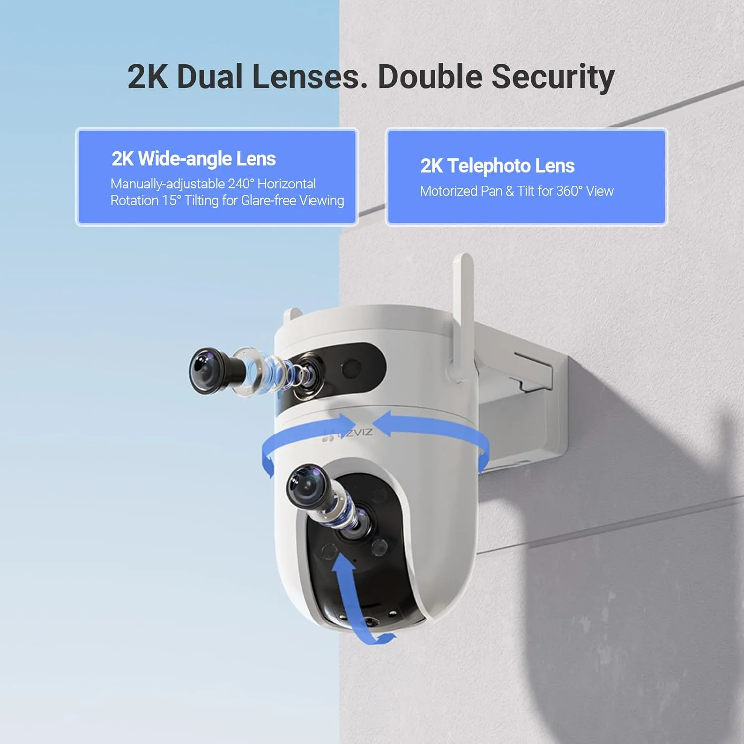 EZVIZ Wi-Fi Camera H9c 2K Dual Lens Pan Tilt Outdoor