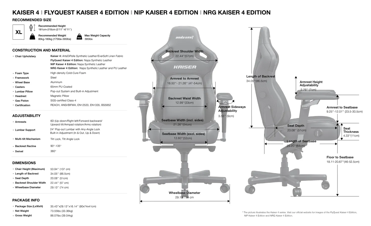 ANDA SEAT Gaming Chair KAISER-4 V2 XL Black with 6D Armrest