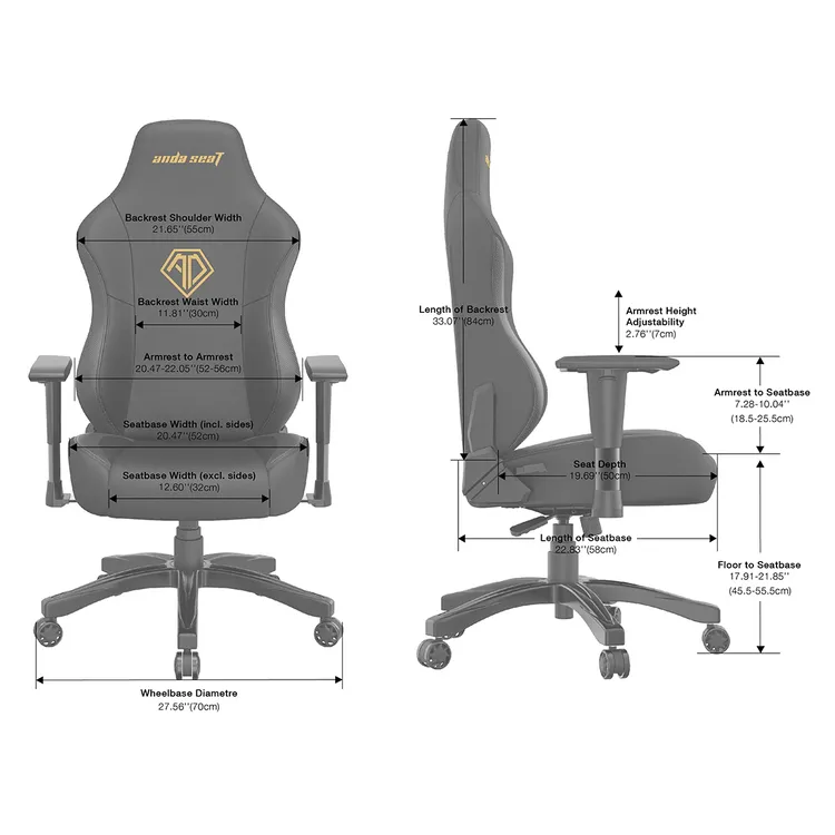 ANDA SEAT Gaming Chair PHANTOM-3 Large Black, with Black Logo