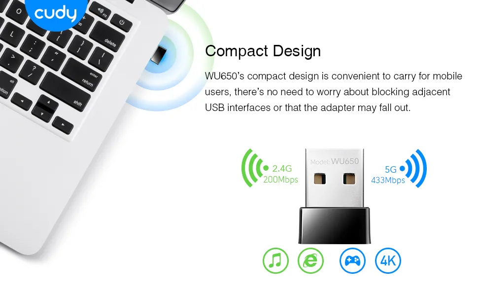 CUDY Wi-Fi USB Adapter WU650 AC650