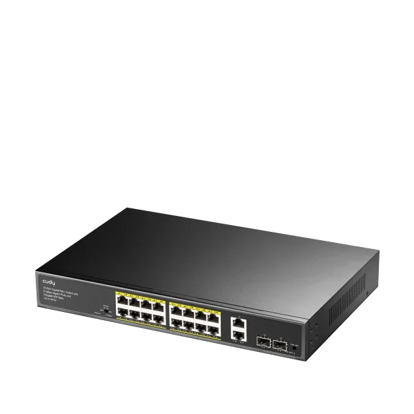 CUDY Switch GS1018PS2 16-GbE PoE with 2 Uplink GbE and 2 Uplink SFP