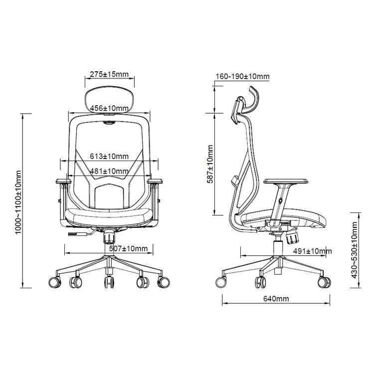 VERO OFFICE CHAIR ERGOSTYLE 2040 BLACK with HEADREST