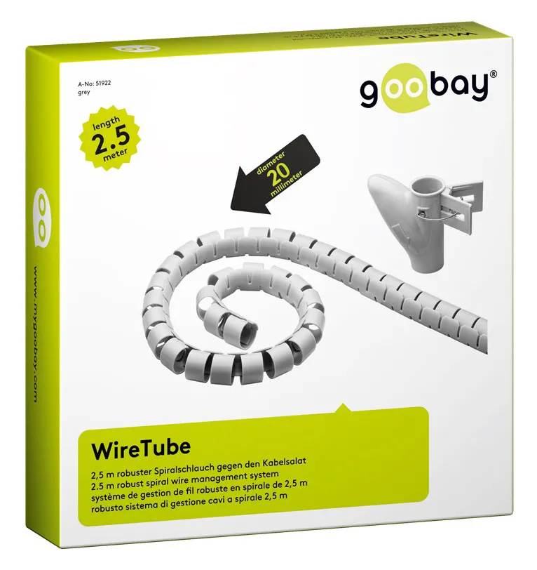 GOOBAY δεματικό καλωδίων 51922, πλαστικό, Φ20mm, 2.5m, γκρι