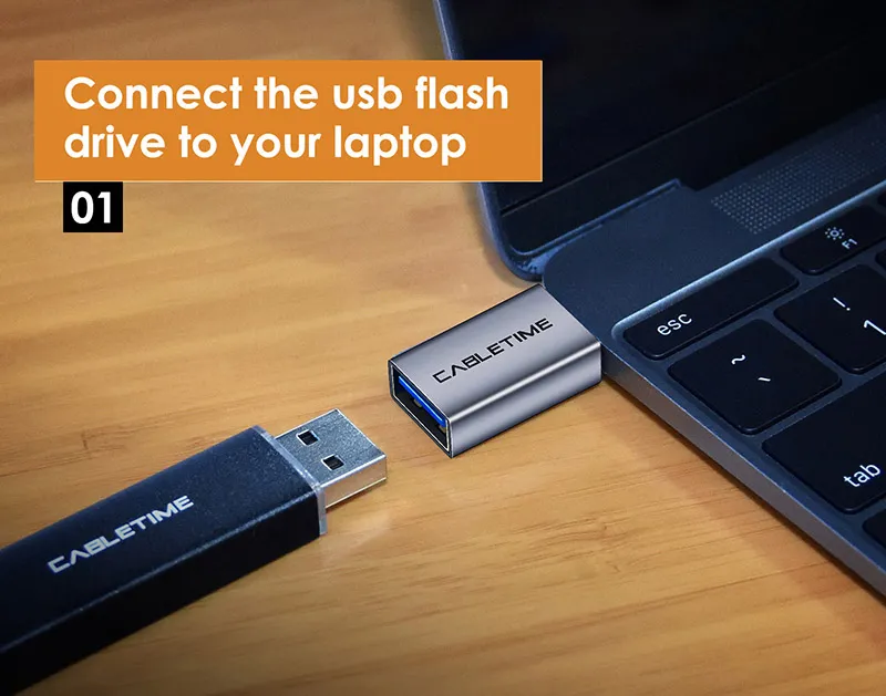 CABLETIME αντάπτορας USB-C σε USB CT-CMAFOTG, 5Gbps, γκρι