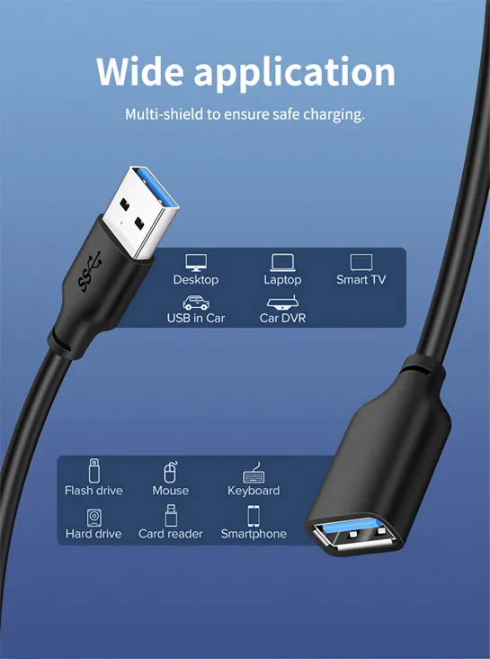 CABLETIME καλώδιο προέκτασης USB CT-AMAFN, 5Gbps, 2m, μαύρο