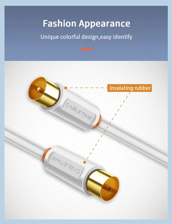 CABLETIME καλώδιο κεραίας CT-AV101, 75 Ohm, 2m, λευκό