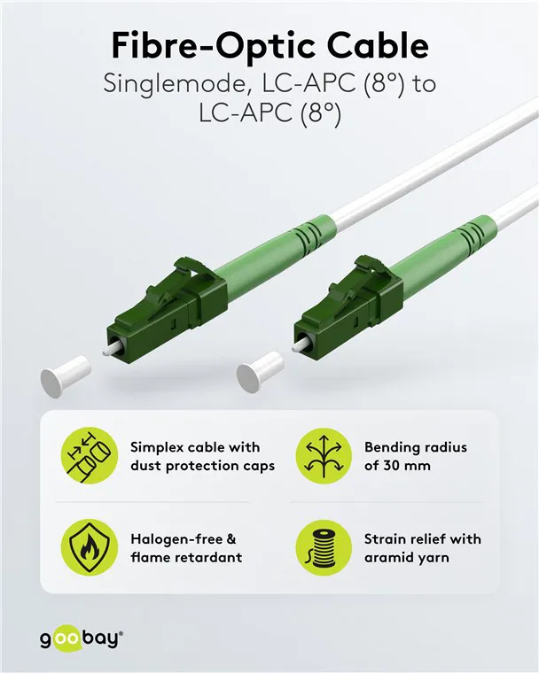 GOOBAY καλώδιο οπτικής ίνας LC-APC 59589, Singlemode OS2, 15m, λευκό