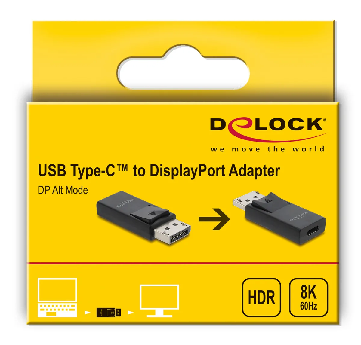 DELOCK αντάπτορας DisplayPort σε USB-C 61078, 8K/60Hz, μαύρος