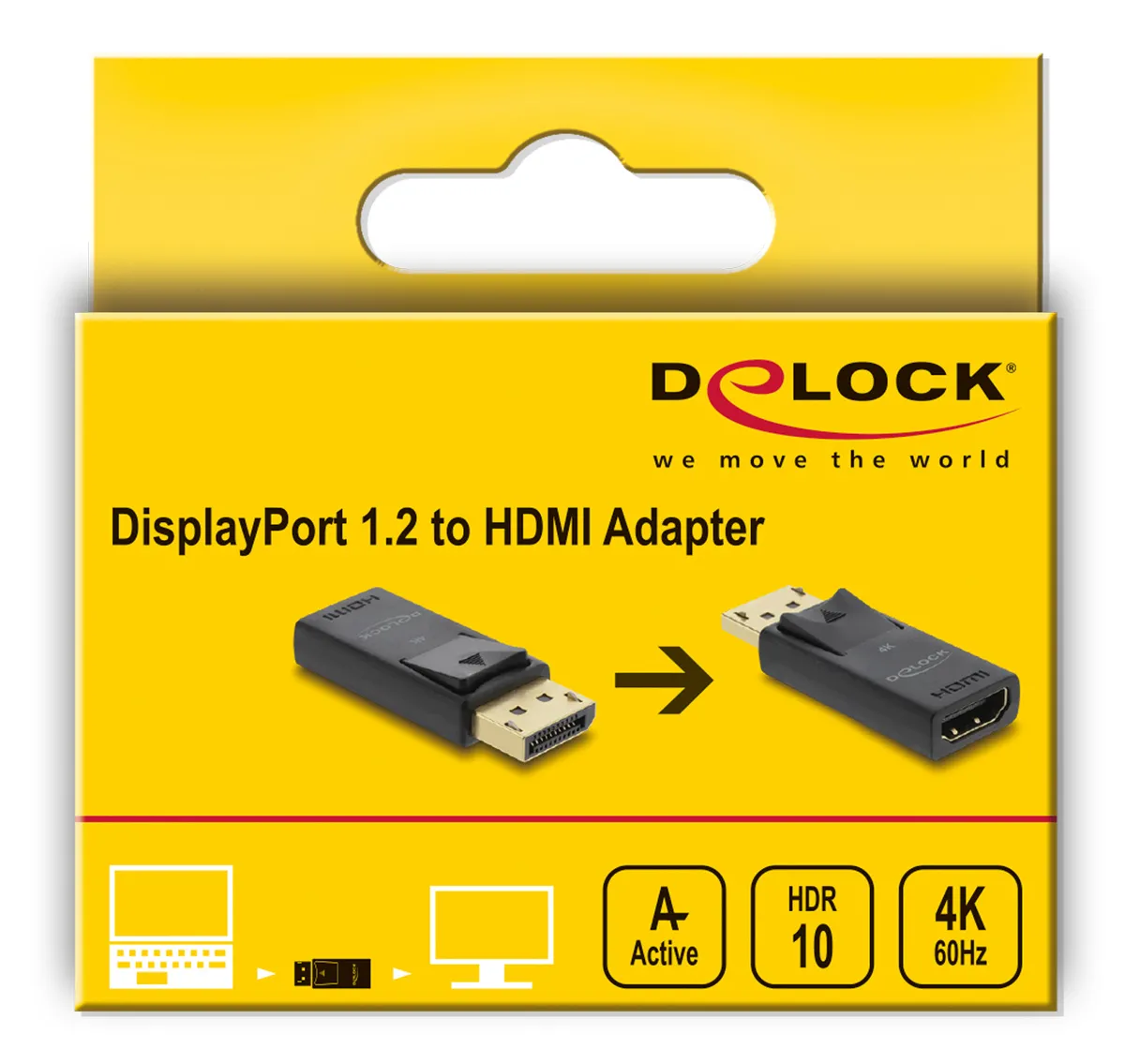 DELOCK αντάπτορας DisplayPort σε HDMI 61086, 4K/60Hz, active, μαύρος