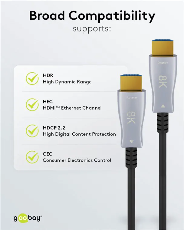 GOOBAY καλώδιο HDMI 2.1 65561 με Ethernet, 8K/60Hz, 48 Gbps, 40m, μαύρο
