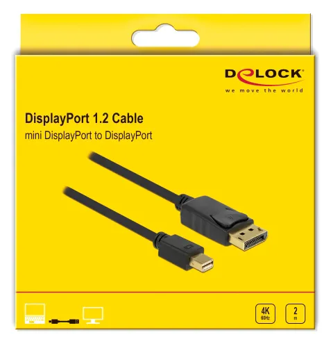 DELOCK καλώδιο mini DisplayPort σε DisplayPort 82438, 4K/60Hz, 2m, μαύρο