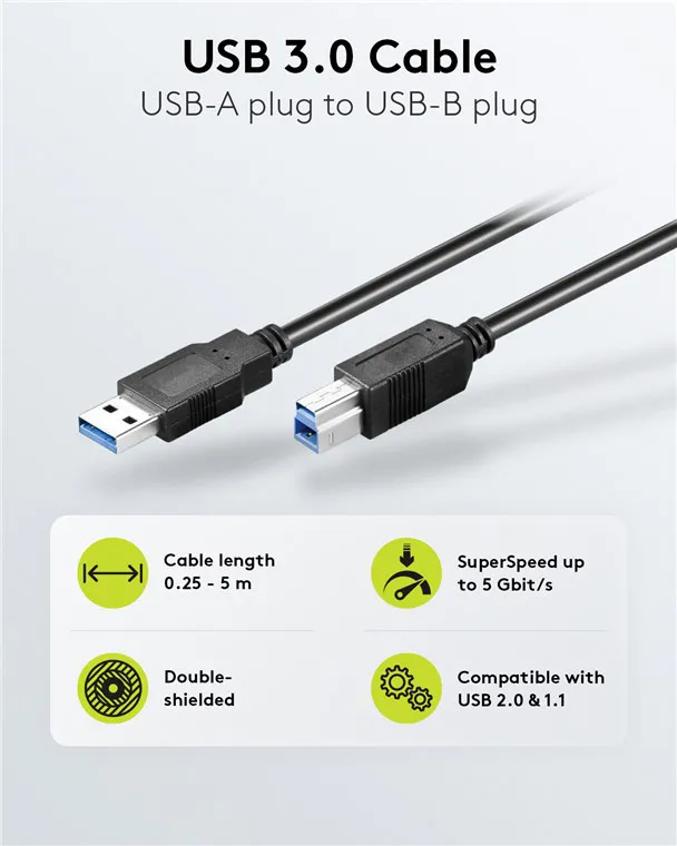 GOOBAY καλώδιο USB 3.0 σε USB Type B 95719, 1m, 5Gbps, μαύρο
