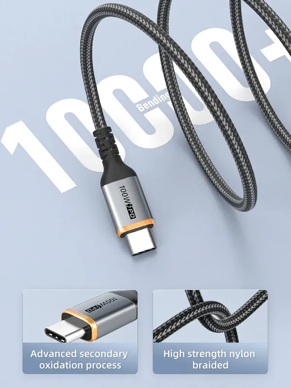 CABLETIME καλώδιο USB-C CT-CM100, 100W PD, 1m, μαύρο