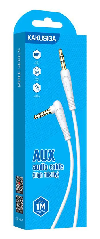 KAKUSIGA καλώδιο ήχου 3.5mm KSC-521, AUX, 90°, HiFi 1m, λευκό