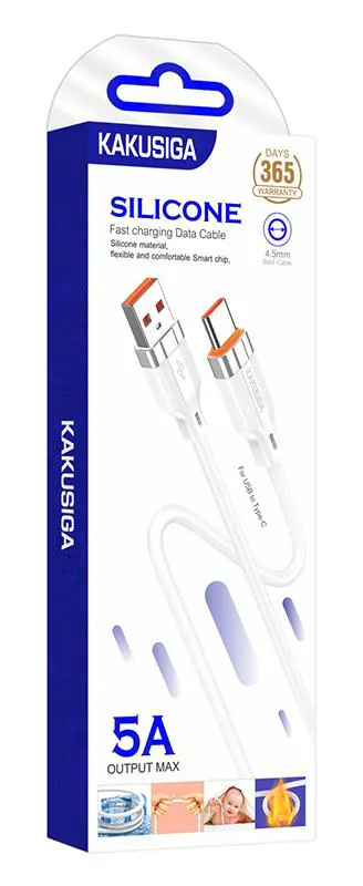 KAKUSIGA καλώδιο USB-C σε USB KSC-995, σιλικόνης, 5A, 480Mbps, 1m, λευκό