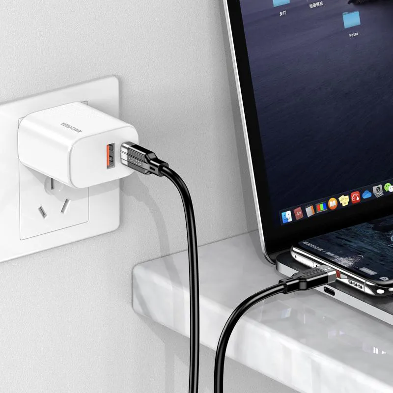 KAKUSIGA καλώδιο USB-C σε USB-C KSC-995, σιλικόνης, 100W, 480Mbps, 1m, λευκό