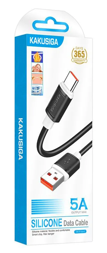 KAKUSIGA καλώδιο USB-C σε USB KSC-998, σιλικόνης, 5A, 480Mbps, 1m, μαύρο