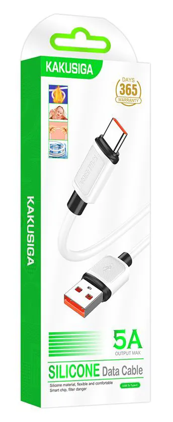 KAKUSIGA καλώδιο USB-C σε USB KSC-998, σιλικόνης, 5A, 480Mbps, 1m, λευκό