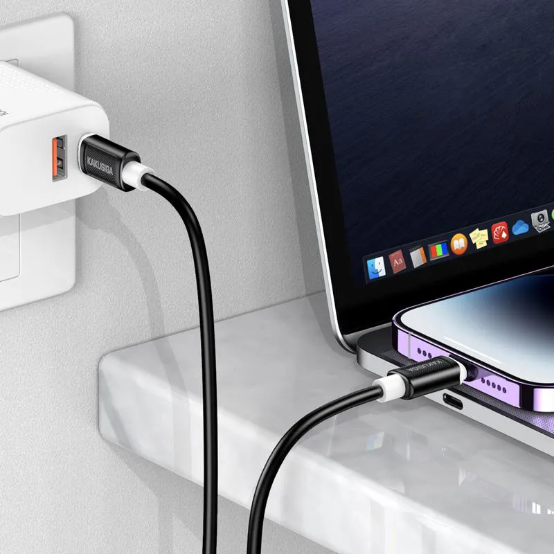 KAKUSIGA καλώδιο Lightning σε USB-C KSC-998, σιλικόνης, 30W, 480Mbps, 1m, μαύρο